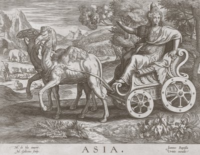 Azië uit De Vier Continenten, pub. ca. 1588-89 door after Maarten de Vos