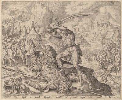 David Hakt het Hoofd van Goliath Af door after Maerten van Heemskerck