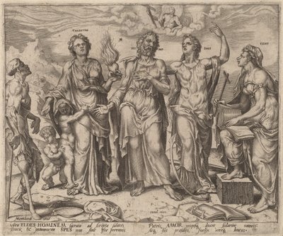 Man geholpen door Geloof, Hoop en Liefde door after Maerten van Heemskerck