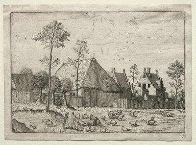 Uitzicht op Dorpen in Brabant en Campine: Herders met Kudde door after Master of the Small Landscapes