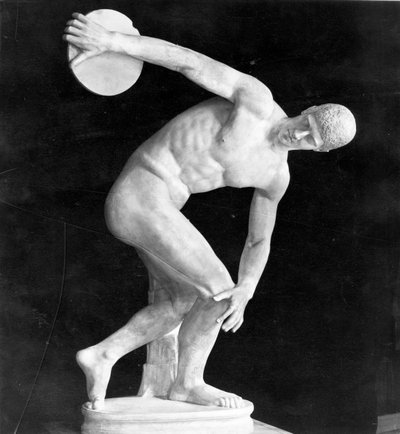 Discobolus, kopie van een Grieks origineel door after Myron