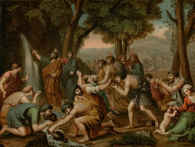 Mozes slaat Water door after Nicolas Poussin
