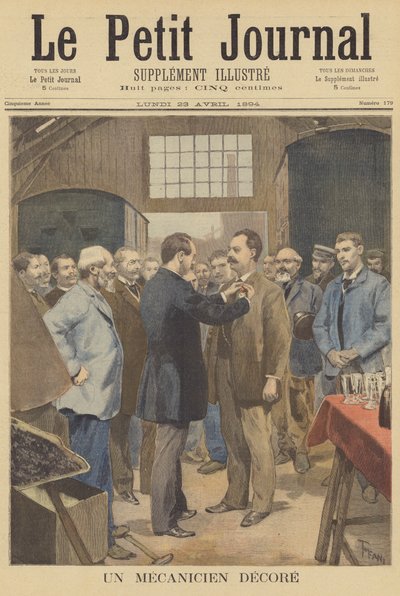 Een gedecoreerde monteur door after Oswaldo Tofani