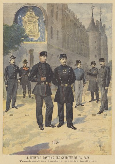 Nieuwe uniformen voor de politie door after Oswaldo Tofani