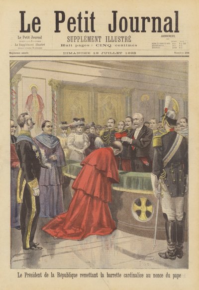 President Faure van Frankrijk plaatst de kardinaalshoed op het hoofd van de pauselijke nuntius door after Oswaldo Tofani
