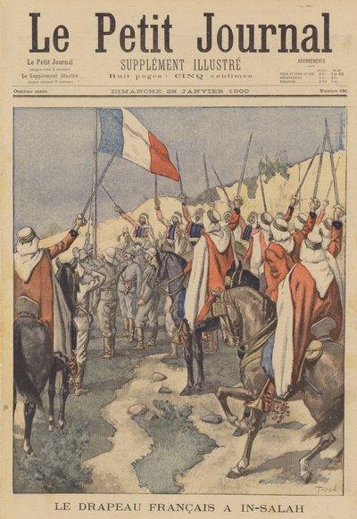 De Franse vlag gehesen in In Salah, Algerije door after Oswaldo Tofani