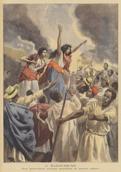 De koninklijke prinsessen prediken de heilige oorlog in Madagaskar door after Oswaldo Tofani