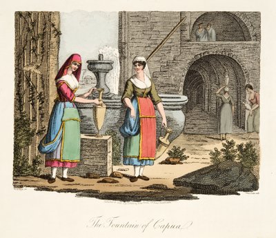 De Fontein van Capua, uit Italiaanse Scènes, die de Manieren, Gewoonten en Amusementen van de verschillende Staten van Italië vertegenwoordigen, uitgegeven 1806 door after P. van Lerberghi