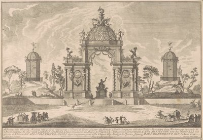 De Seconda Macchina voor de Chinea van 1756: De tempel van Ceres door after Paolo Posi Giuseppe Pozzi