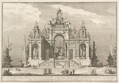 De Tweede Machine voor de Chinea van 1754: Een Allegorie van Waterwerken door after Paolo Posi Giuseppe Vasi