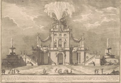 De tweede machine voor de Chinea van 1755: Een koninklijk jachthuis door after Paolo Posi Giuseppe Vasi