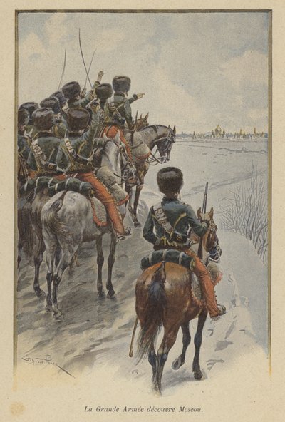 Napoleons Grande Armée arriveert voor Moskou, 1812 door after Paris