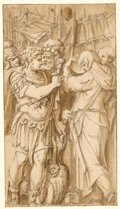 Scène uit de Romeinse geschiedenis door after Polidoro da Caravaggio