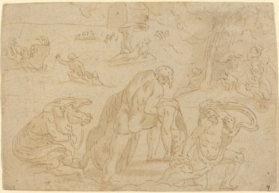 De Zondvloed, van de Loggia van het Vaticaan door after Raphael
