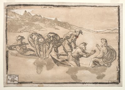 De wonderbaarlijke visvangst door after Raphael