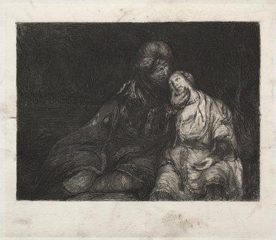 Twee figuren door after Rembrandt van Rijn