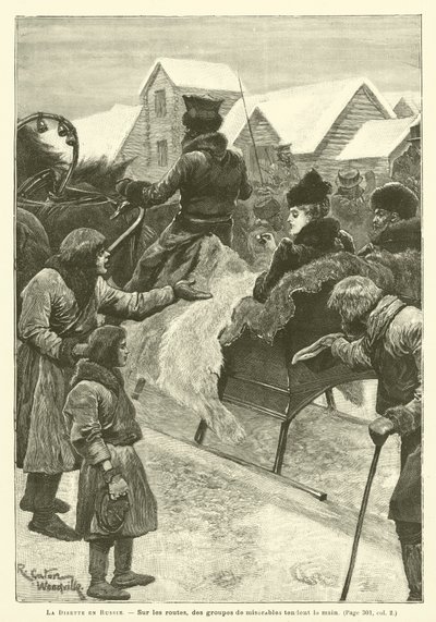 De hongersnood in Rusland door after Richard Caton II Woodville