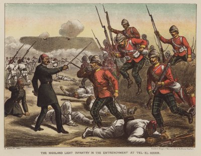 The Highland Light Infantry in de loopgraven bij Tel-El-Kebir door after Richard Simkin