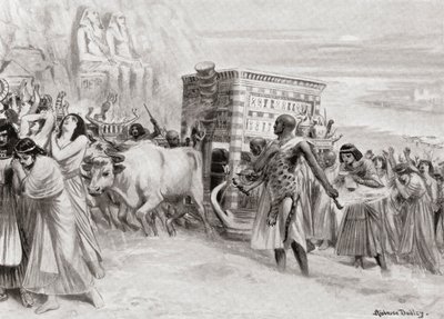 Een begrafenisstoet tijdens de XIX Dynastie, oud Egypte, uit Hutchinsons Geschiedenis van de Naties, pub.1915 door after Robert Dudley
