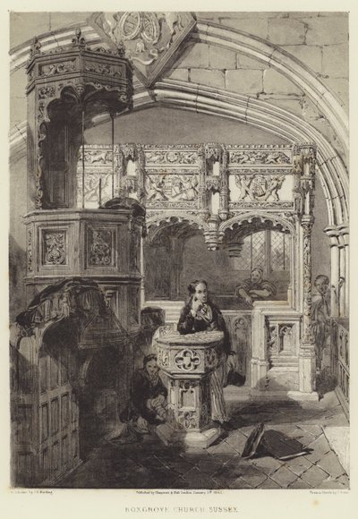 Boxgrove Kerk, Sussex door Samuel (after) Prout