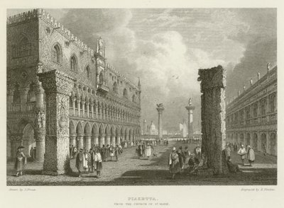 Piazetta, vanaf de kerk van St. Mark door Samuel (after) Prout