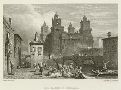 Het kasteel van Ferrara door Samuel (after) Prout