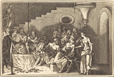 Petrus verloochent Christus door after Sébastien Le Clerc I