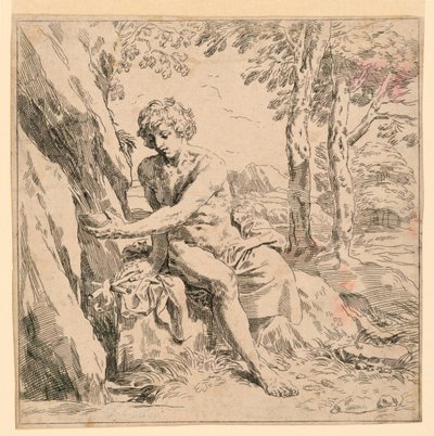 Sint Jan in de Wildernis door after Simone Cantarini