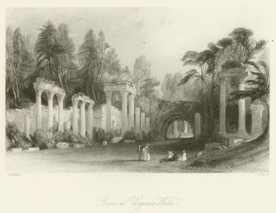 Ruïnes bij Virginia Water door after Thomas Allom