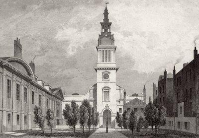 Christ Church en deel van Christs Hospital, 1831 door Thomas Hosmer after Shepherd
