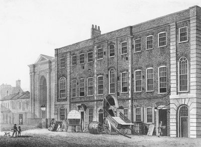 Zuidelijk aanzicht van het Theatre Royal in Portugal Street, Lincolns Inn Fields, 1811 door Thomas Hosmer after Shepherd