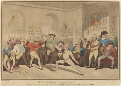 De schermacademie van Mr. H. Angelo door after Thomas Rowlandson