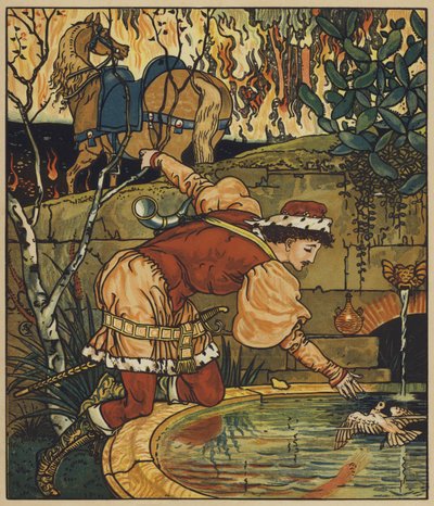 Prins Cheri in het lichtgevende bos door after Walter Crane
