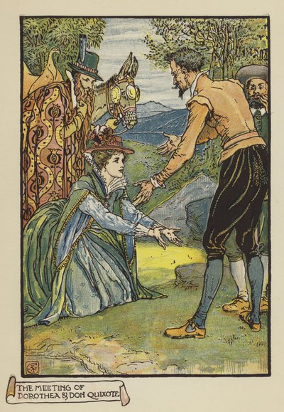 De Ontmoeting van Dorothea en Don Quichot door after Walter Crane