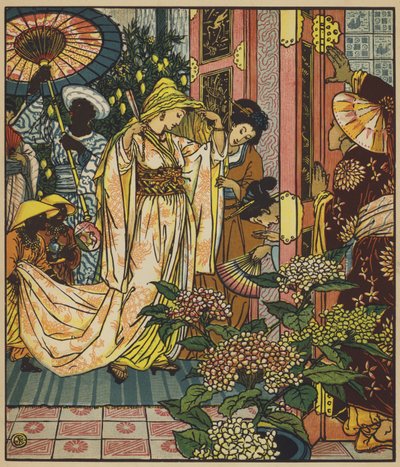 De Prinses gaat naar het Bad door after Walter Crane