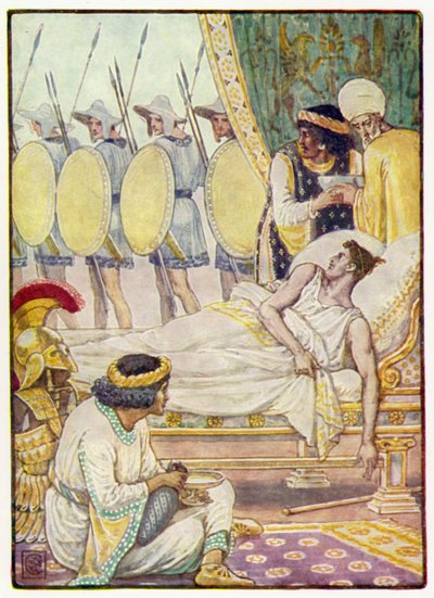 Met moeite keek hij naar hen terwijl ze voorbijgingen door after Walter Crane
