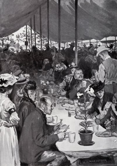 Het diner van de koning in Fulham door after William Henry Margetson