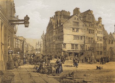 High Street vanaf Head of West Bow, Lawnmarket door after William Leighton Leitch