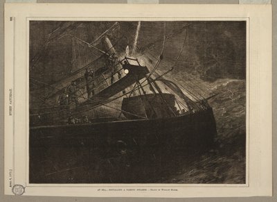 Op zee, - signaleren van een passerende stoomboot door after Winslow Homer