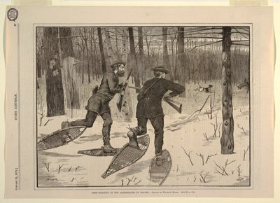 Hertenjacht in de Adirondacks in de Winter, uit Every Saturday, 21 januari 1871, p. 57 door after Winslow Homer