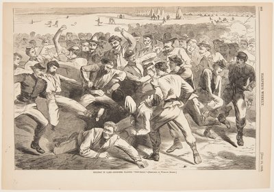 Vakantie in Kamp – Soldaten Spelen "Voetbal" door after Winslow Homer