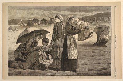 Op het strand bij Long Branch – Het kinderuurtje door after Winslow Homer
