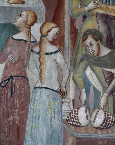Hoe de duivel God vraagt om Job te verleiden, vooral de drummer door also Manfredi de Battilori Bartolo di Fredi