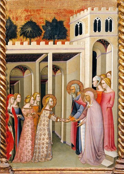 Maagd Maria met St. Joachim en St. Anna, (detail) door also Manfredi de Battilori Bartolo di Fredi