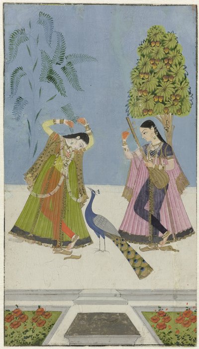 Twee vrouwen en een pauw, Gujara Ragini door anonymous (attributed to)