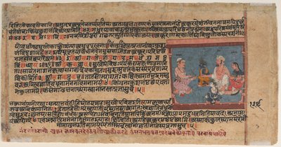 Akrura informeert Nanda en Yashoda: Pagina uit een verspreide Bhagavata Purana (Oude verhalen van Heer Vishnu) door anonymous 