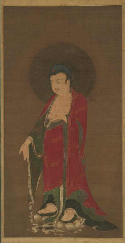 Boeddha Amitabha die neerdaalt uit zijn zuivere land door anonymous 