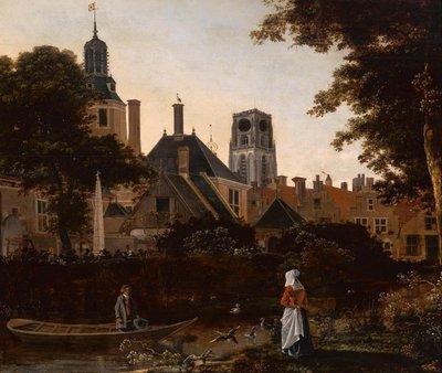 Dutch: Stadsgezicht te Rotterdam met de Sint Laurenstoren View of Rotterdam, with the tower of the St. Laurenskerk door anonymous 