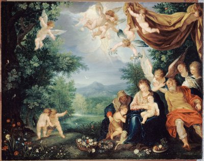 Frans: Le Repos de la Sainte Famille pendant la fuite en Égypte (De Heilige Familie in rust tijdens de vlucht naar Egypte) door anonymous 