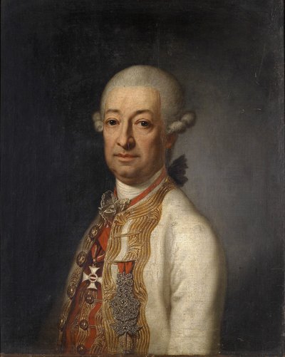 Portret van de k.k. veldmaarschalk Prins Franz Ulrich Kinsky von Wchinitz und Tettau (1726-1792) met het commandeurskruis van de Maria-Theresia-Orde, achterzijde toegeschreven aan Johann Baptist Lampi d. Ä. door anonymous Austrian